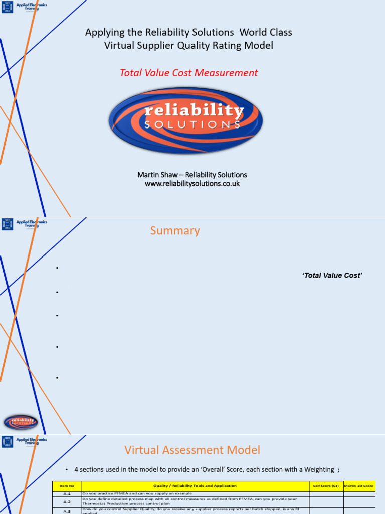 Session 3 - Supplier Rating and The Total Value Cost Model | PDF ...