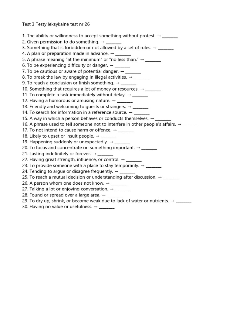 Test 3 Testy Leksykalne Test 26 | PDF