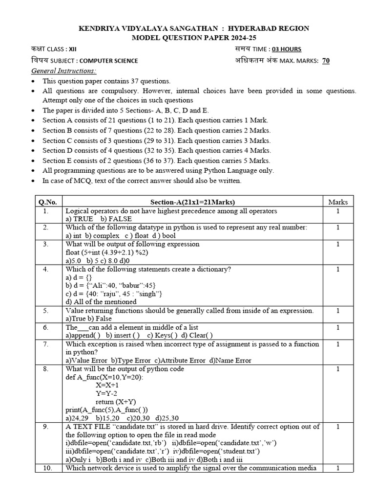 Xii Comp Sci MQP 16 | PDF | Computer Network | File Transfer Protocol