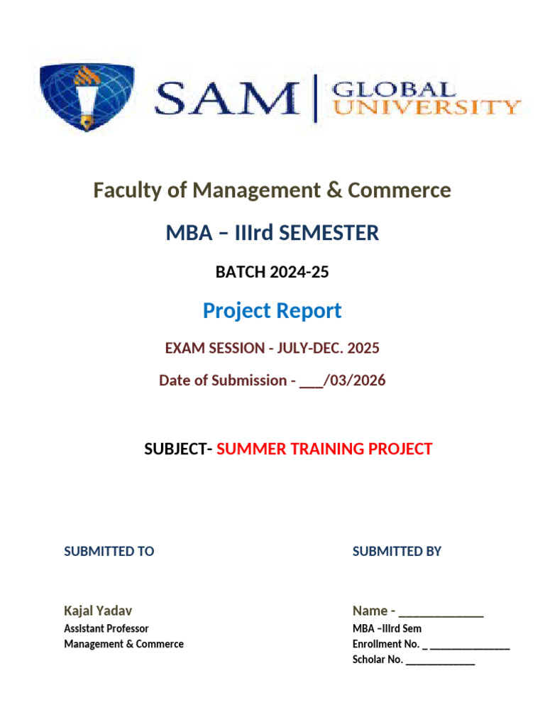 Project Starting 3 Pages MBA III 2024 Batch 11-02-2026 | PDF | Master ...