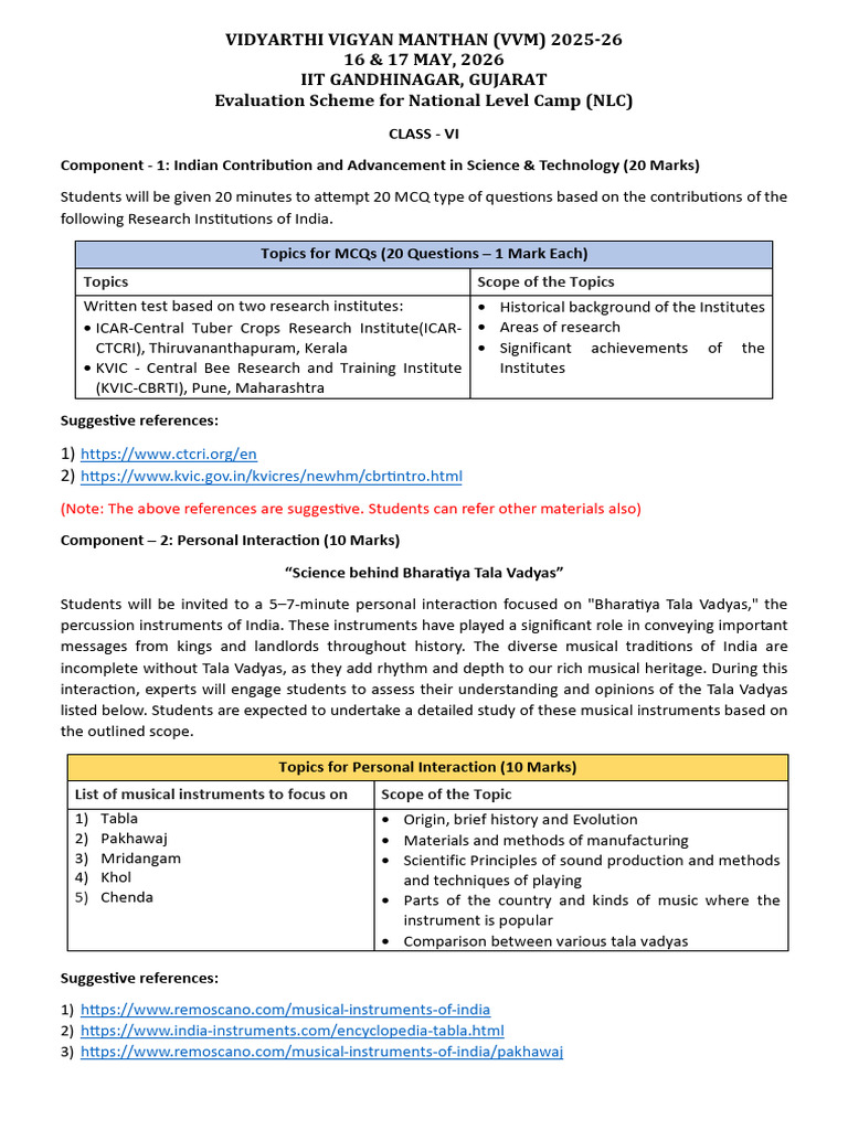 Class VI Annexure-I | PDF