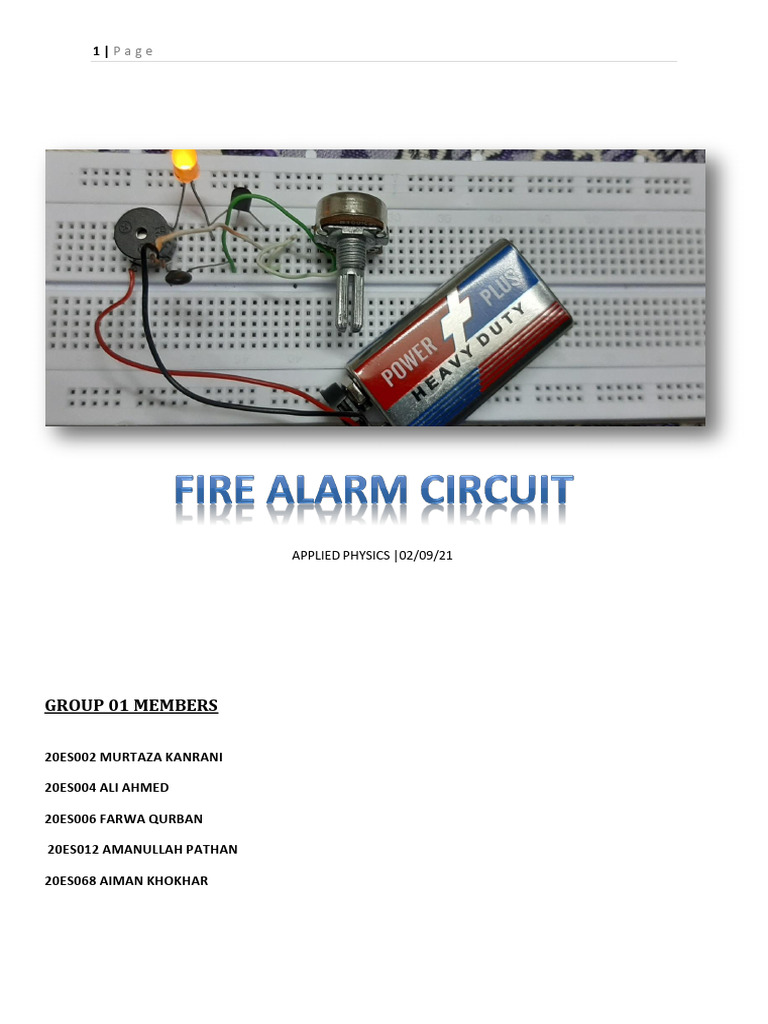Fire Alarm Circuit | PDF | Electrical Resistance And Conductance ...