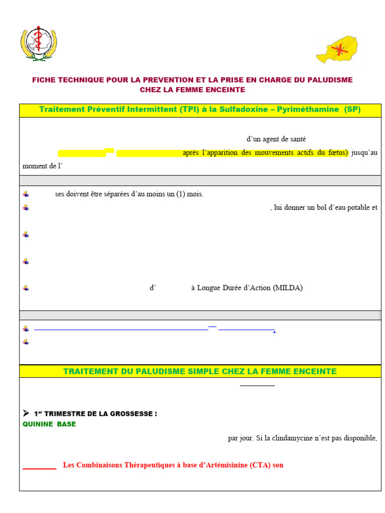 FICHE TECH PEC Et TPI FE Finale 2017 - PG | PDF | Paludisme | Grossesse