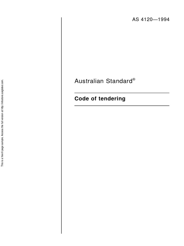 As 4120-1994 Code of Tendering | Standards Australia ...