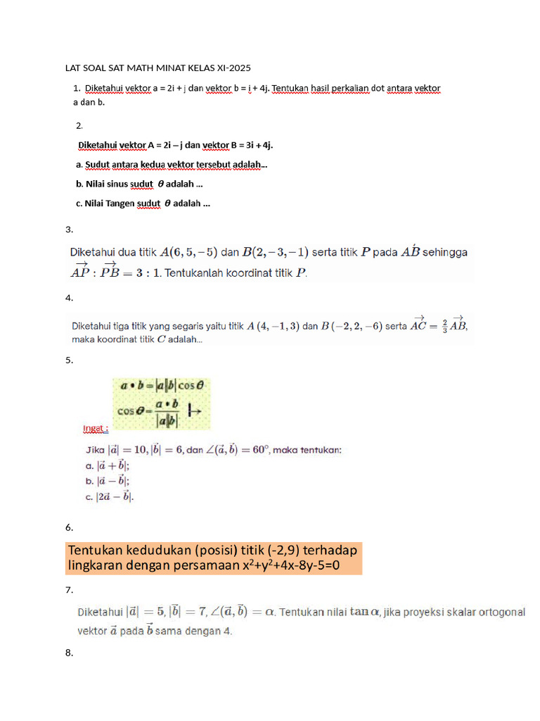 Lat Soal Sat Math Minat Kelas Xi - 2025 | PDF