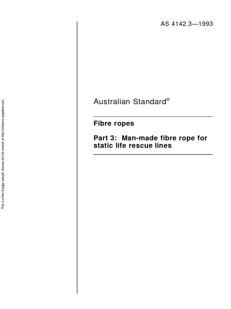 As 4142.31993 Fibre Ropes ManMade Fibre Rope For Static Life Rescue