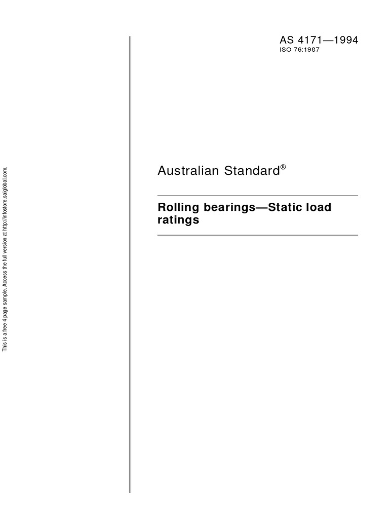 AS 41711994 Rolling Bearings Static Load Ratings PDF PDF