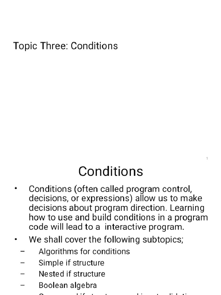 3 Topic Three - Conditions - Phoenix | PDF