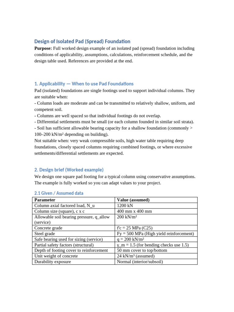 Pad Foundation Design Example | PDF