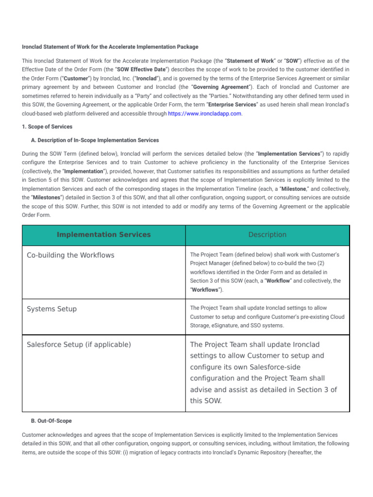 Statement of Work Accelerate Implementation Package 2 1 | PDF ...