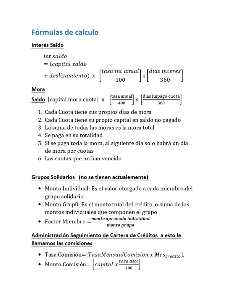 Formula de Calculos | PDF