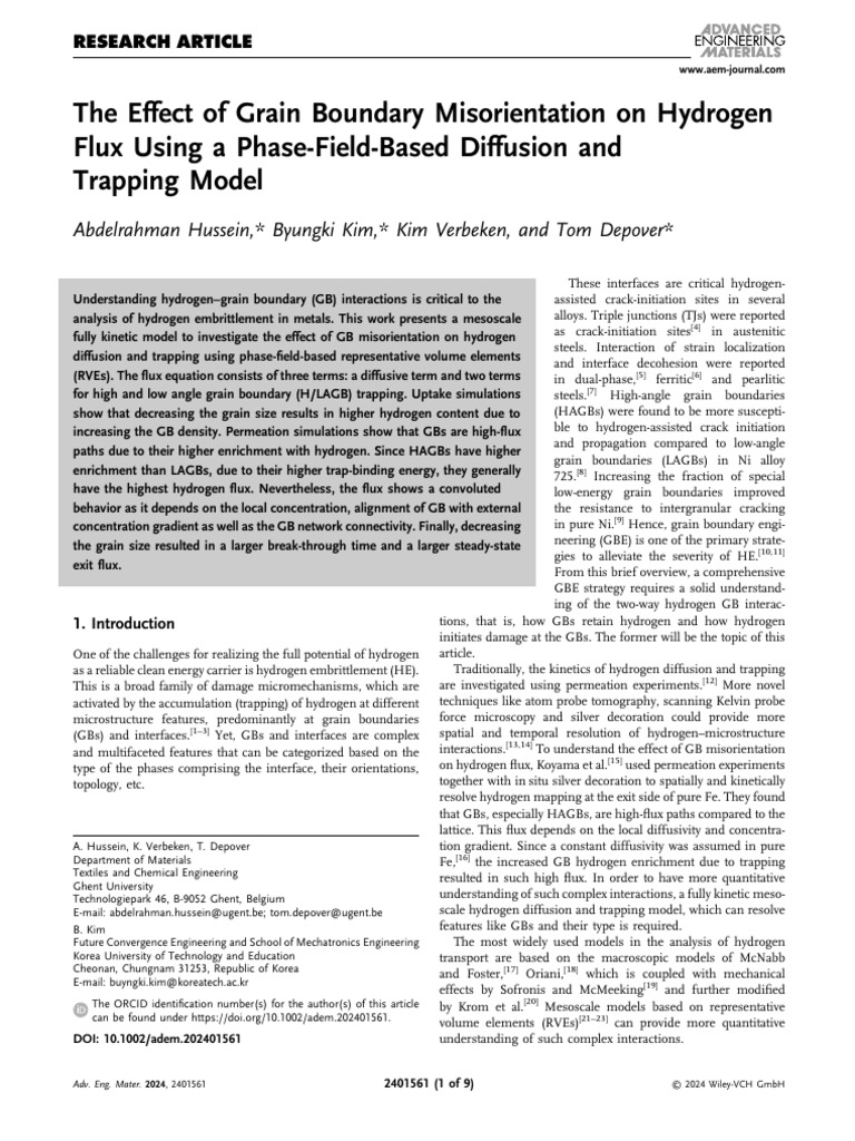 13 The Effect of Grain Boundary Misorientation On Hydrogen Flux Using A ...