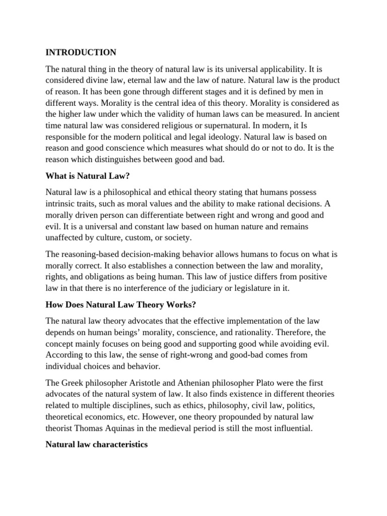 Natural Theory of Law | PDF | Natural Law | Thomas Aquinas