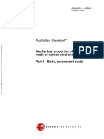 As 4291.1-2000 Mechanical Properties of Fasteners Made of Carbon Steel and Alloy Steel Bolts Screws and Studs