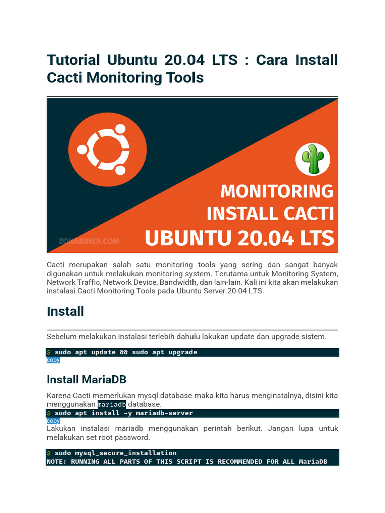 Tutorial Ubuntu 20.04 LTS-Cara Install Cacti Monitoring Tools | PDF ...