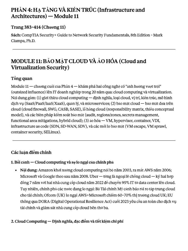 Module 11 Cloud and Virtualization Security | PDF