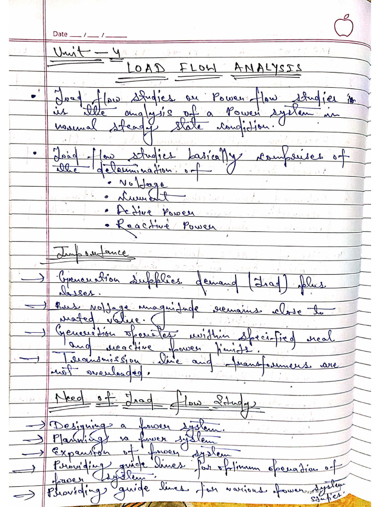 Load Flow Analysis Power System Notes | PDF