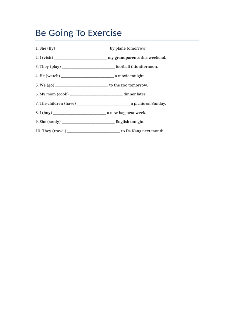 Be Going To Exercise | PDF