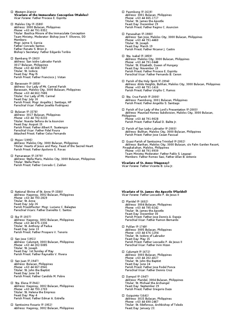 Vicariates in Bulacan, PDF, Religious Titles
