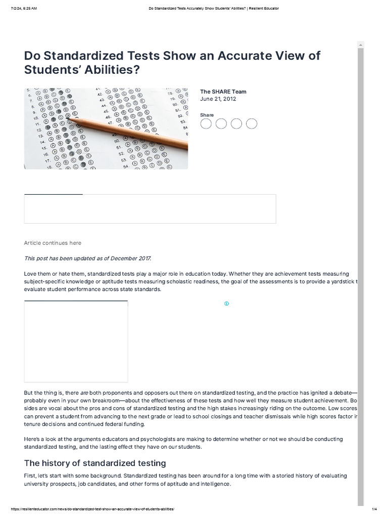 Do Standardized Tests Accurately Show Students' Abilities - Resilient ...
