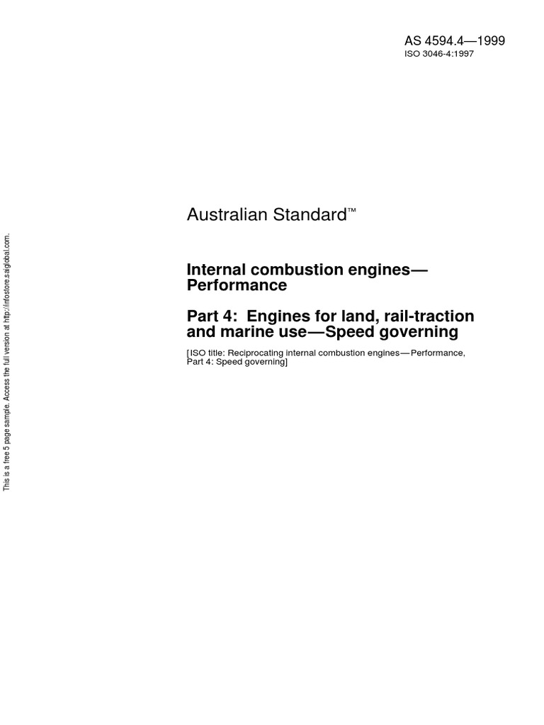 As 4594.4-1999 Internal Combustion Engines - Performance Engines For ...