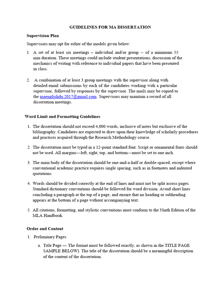 Guidelines For Ma Dissertation Semester IV 2026 | PDF | Thesis | Citation