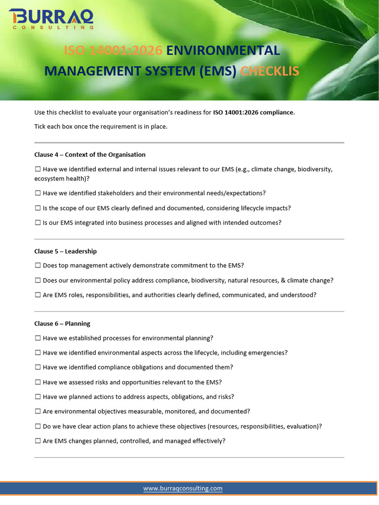 ISO 14001 DIS Gap Analysis Checklist | PDF | Natural Environment | Business