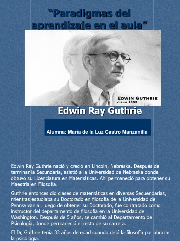 Biografia Edwin Ray Guthrie PDF Aprendizaje Conceptos psicologicos