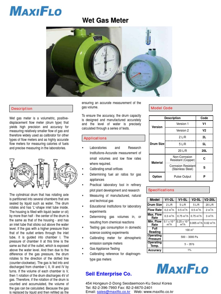 Wet Gas Meter Flow Measurement Gases