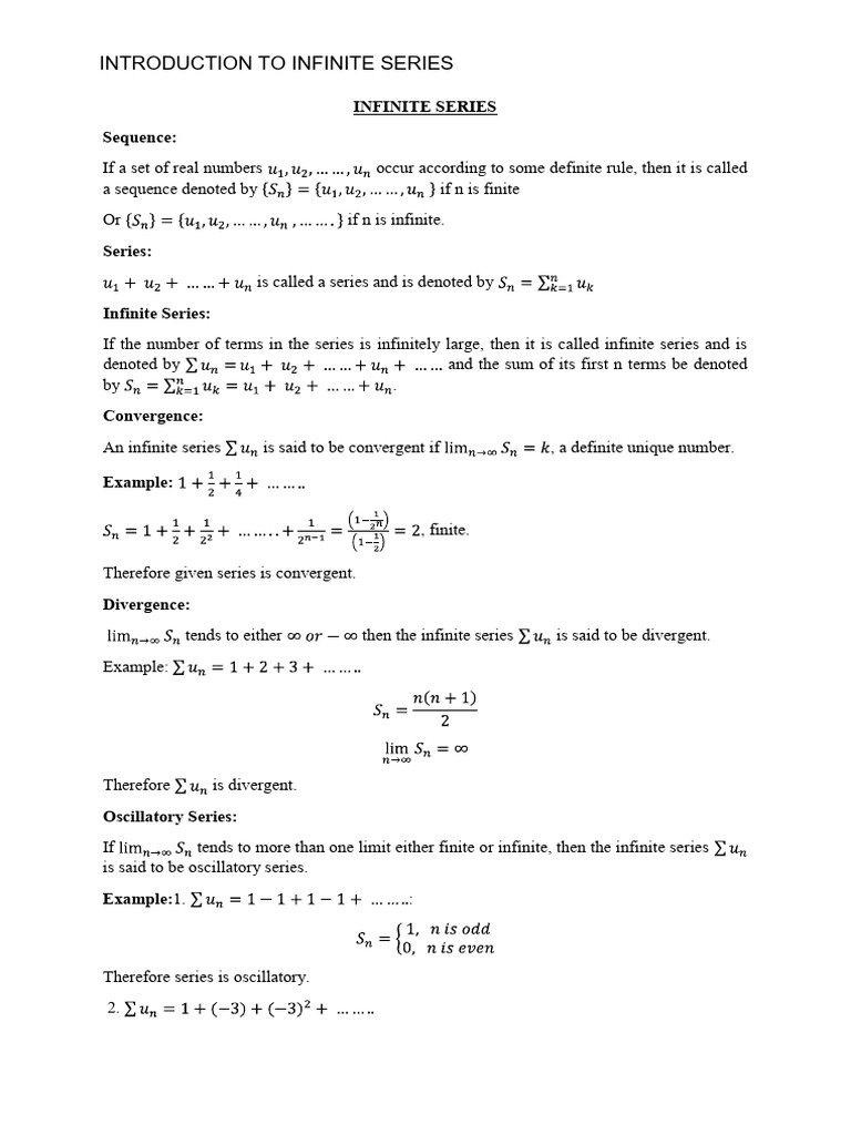 3.2 Introduction To Infinite Series | PDF | Series (Mathematics) | Sequence