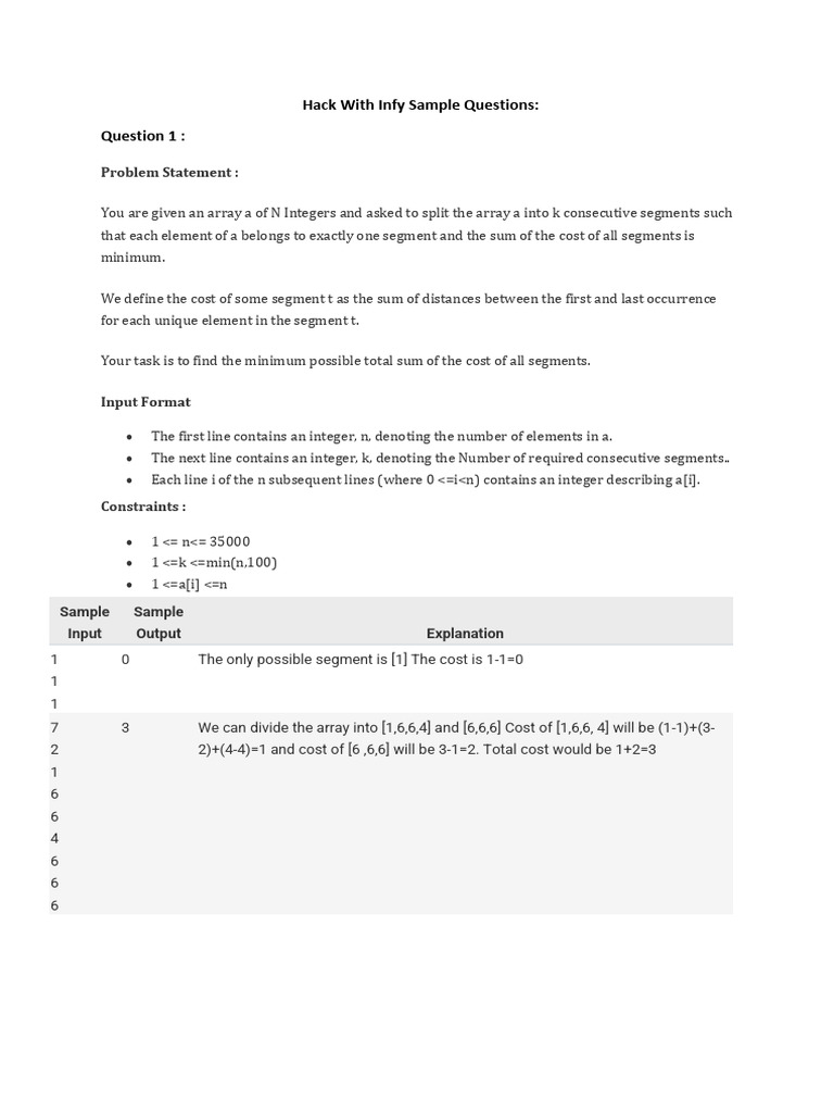Hack With Infy Sample Questions | PDF | Mathematics | Discrete Mathematics