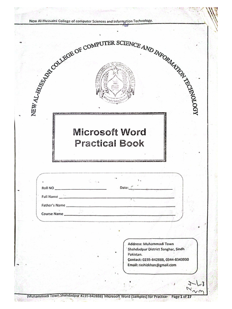 MS-Word Practical Book | PDF