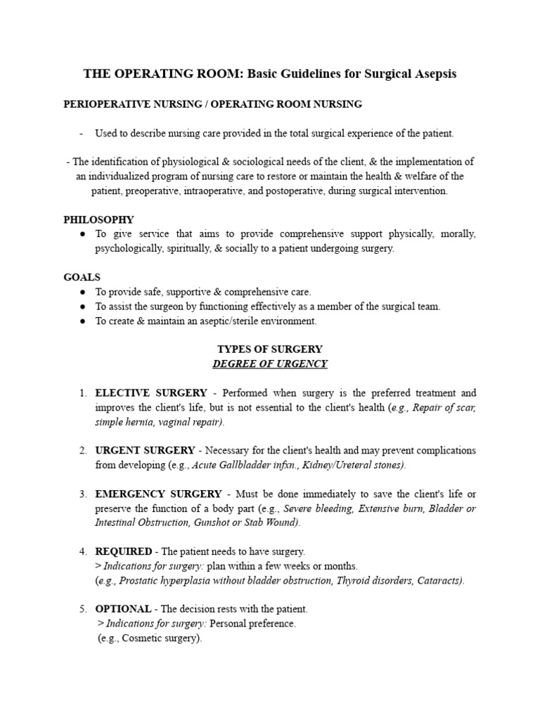 The OPERATING ROOM - Basic Guidelines For Surgical Asepsis | PDF ...