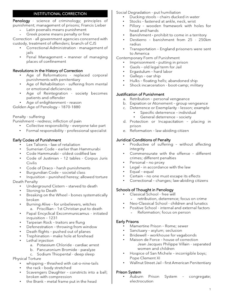 Summary Notes - Correctional Administration | PDF | Probation | Prison