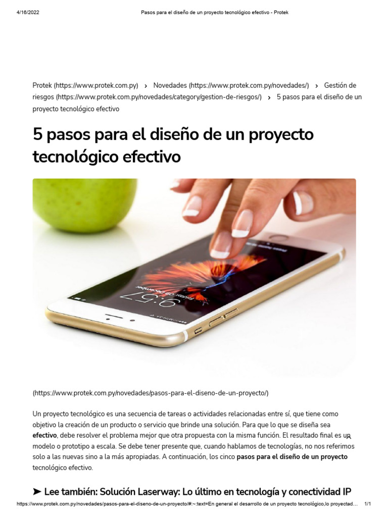 Pasos para El Diseño de Un Proyecto Tecnológico Efectivo - Protek | PDF
