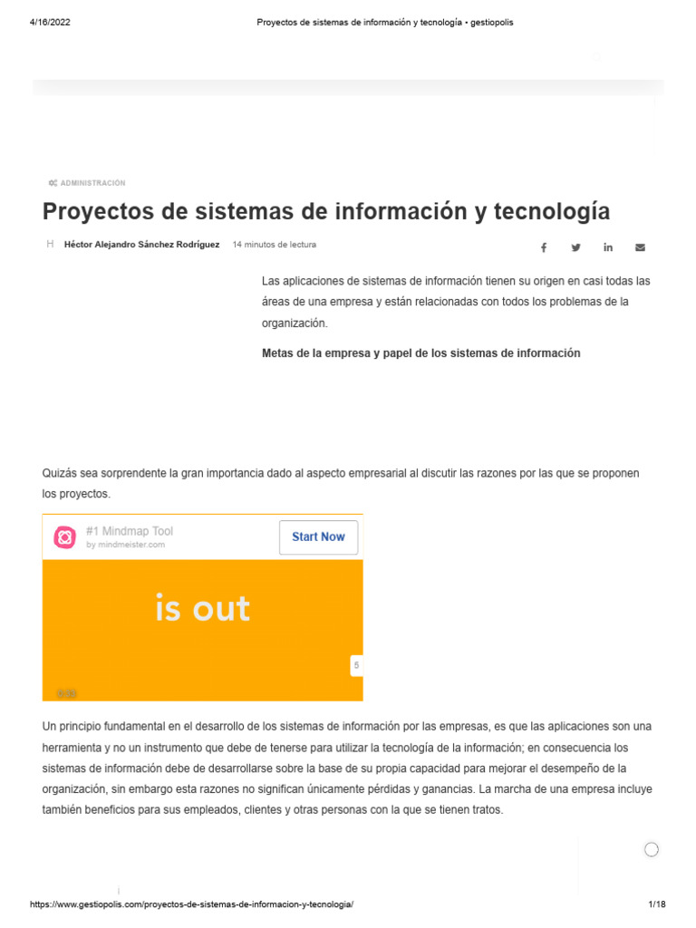 Proyectos de Sistemas de Información y Tecnología - Gestiopolis | PDF ...