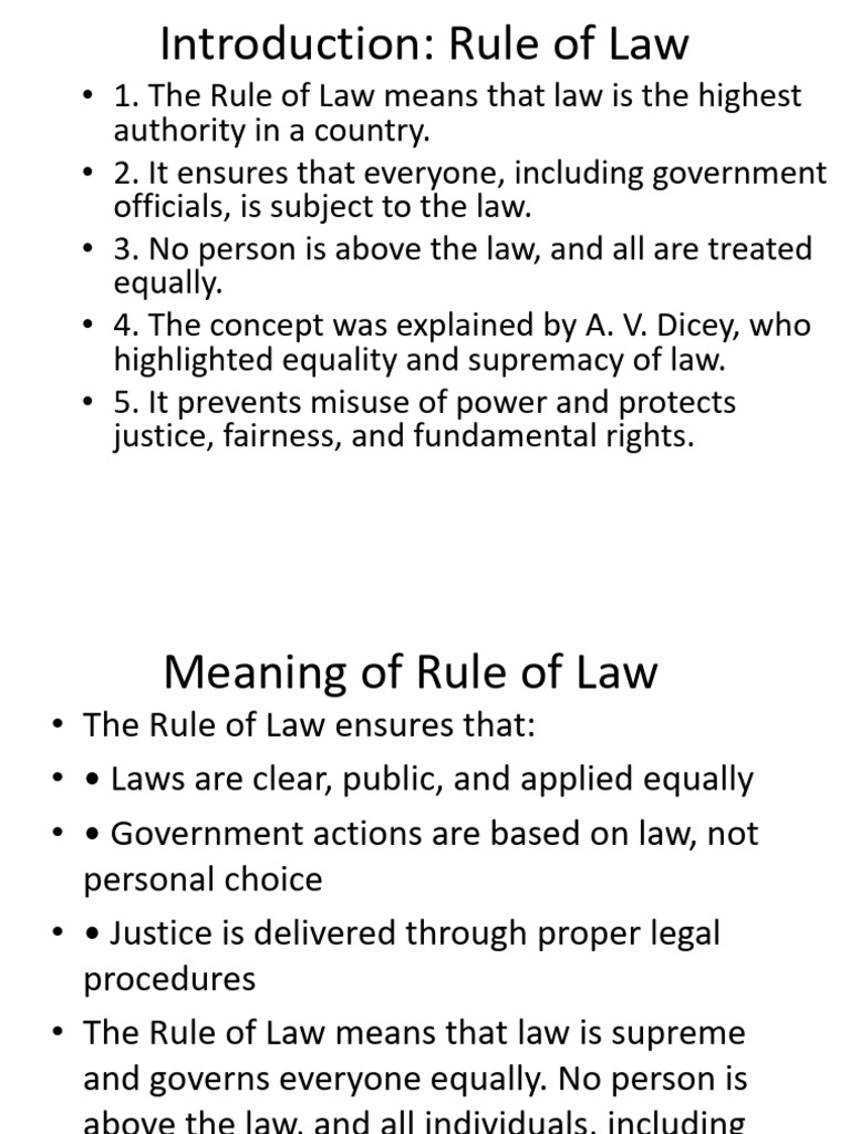 Rule of Law Presentation-2 | PDF | Rule Of Law | Justice