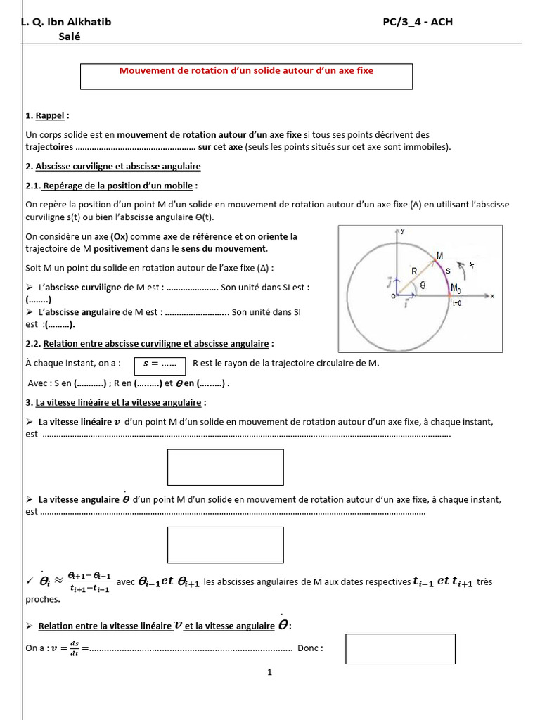 MVT de Rotation BAC+ Série | PDF | Mouvement de rotation | Accélération