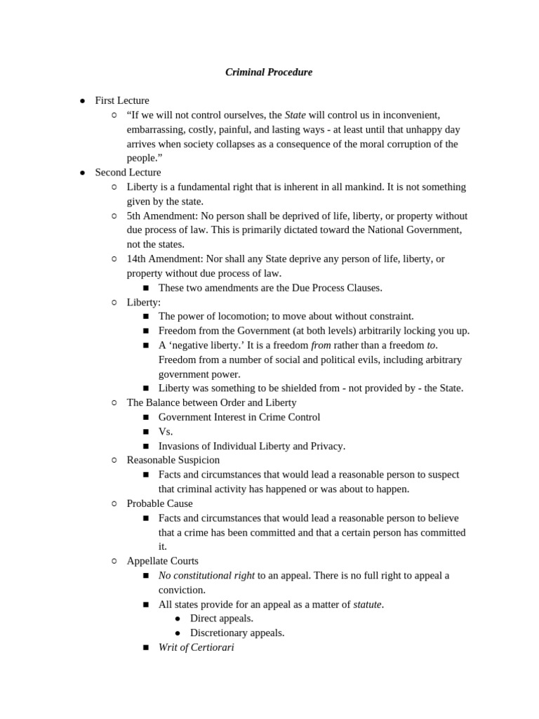 Criminal Procedure | PDF | Miranda Warning | Reasonable Suspicion