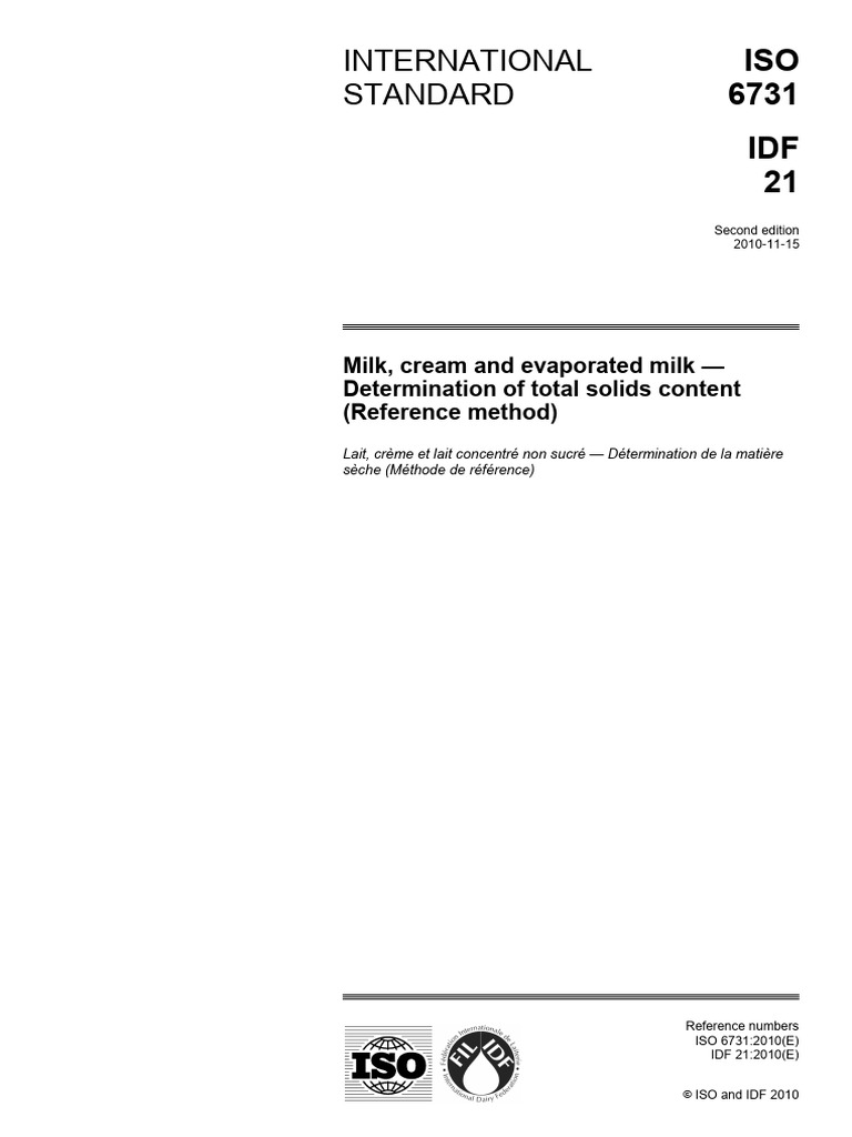 Iso 6731 Idf 21 | PDF | International Organization For Standardization