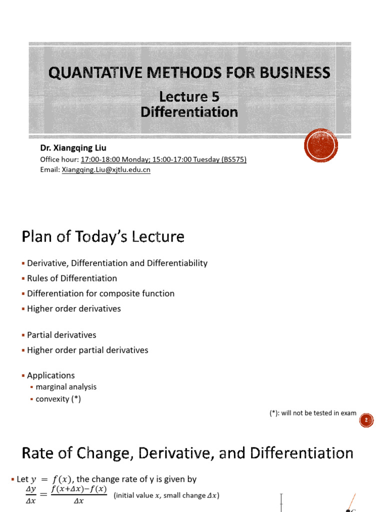 ECO112 Lecture 5 Differentiation | PDF | Derivative | Production Function