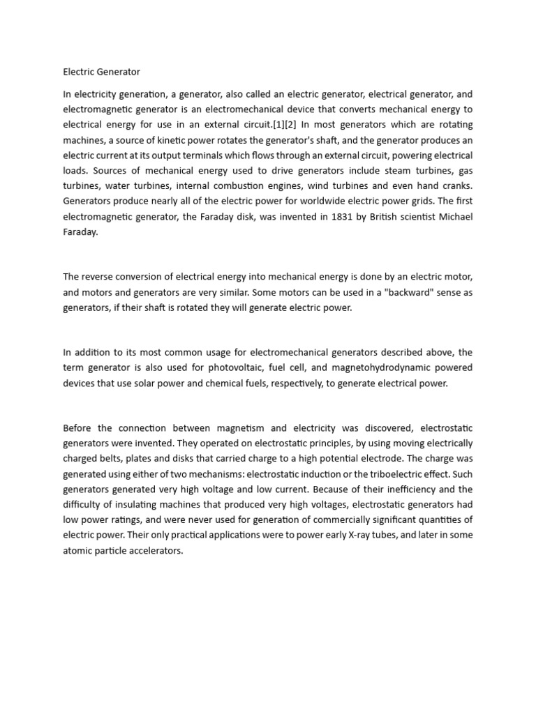 Electric Generator | PDF