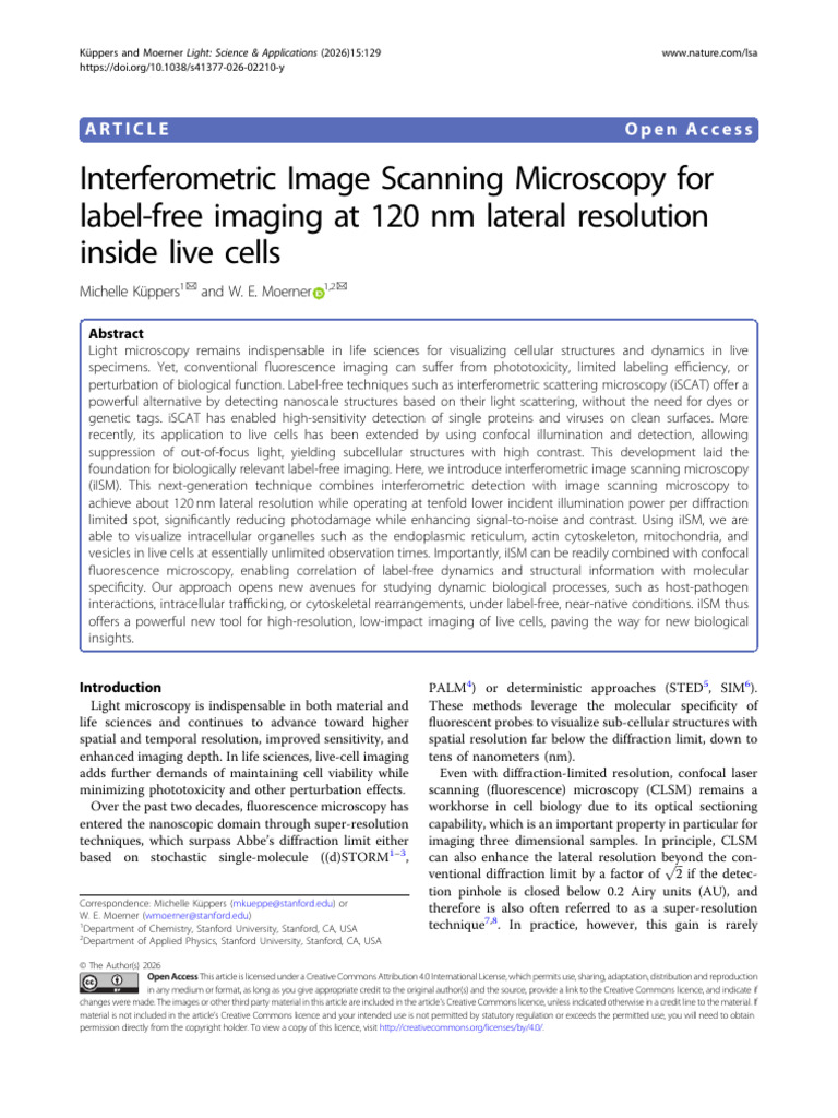 Interferometric Image Scanning Micros | PDF | Confocal Microscopy ...