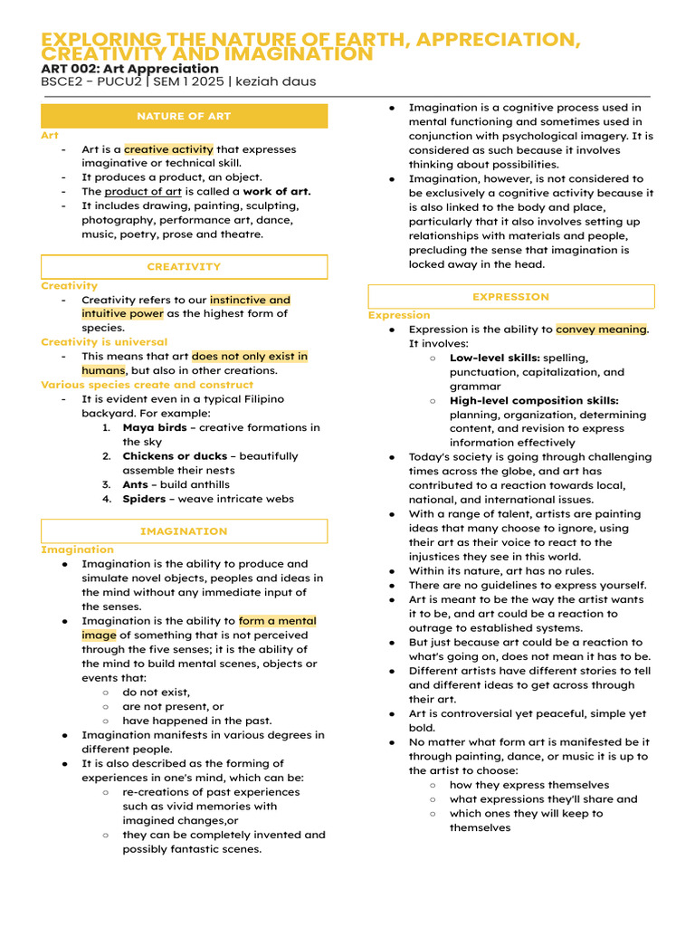 Art 002 Module #2 | PDF | Imagination | Creativity
