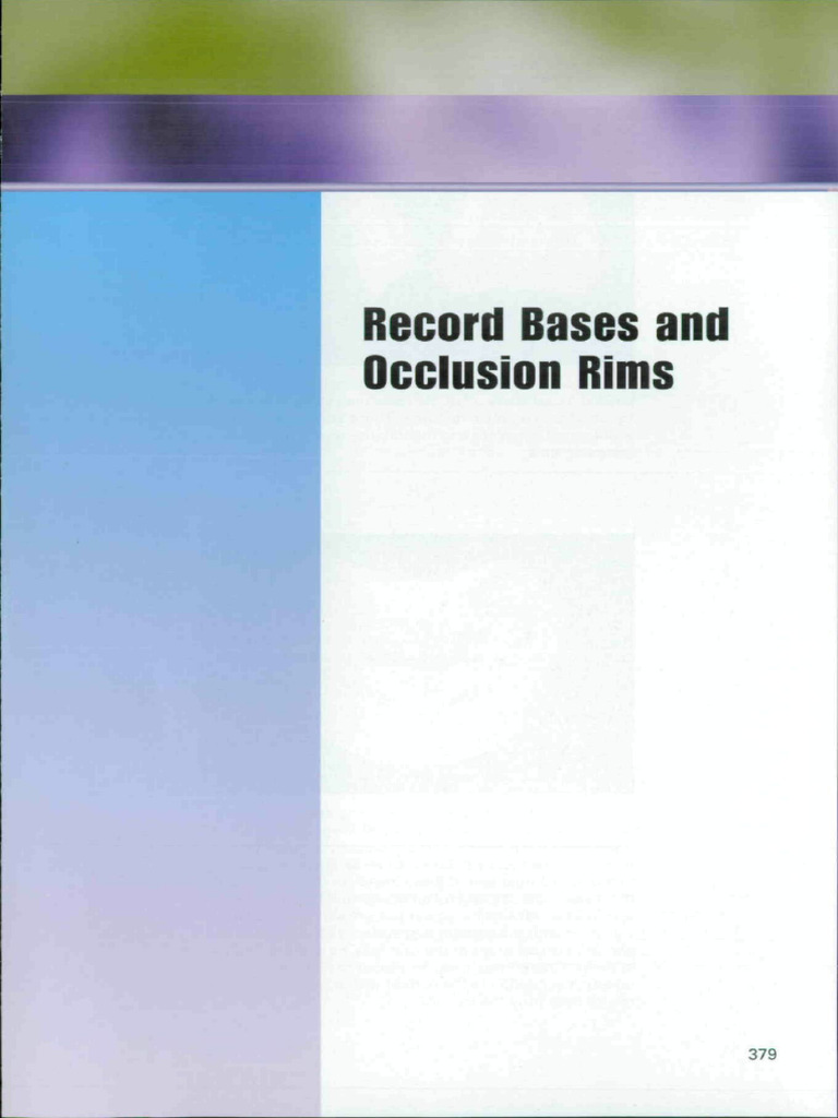 Record Blocks and Occlusal Rims | PDF | Dentures | Dentistry Branches