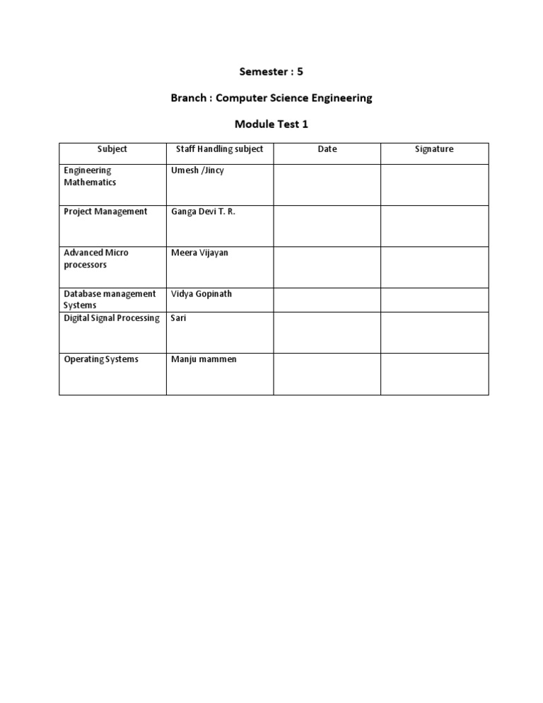 CSE Semester 5 Module Test Overview | PDF | Art | Technology & Engineering