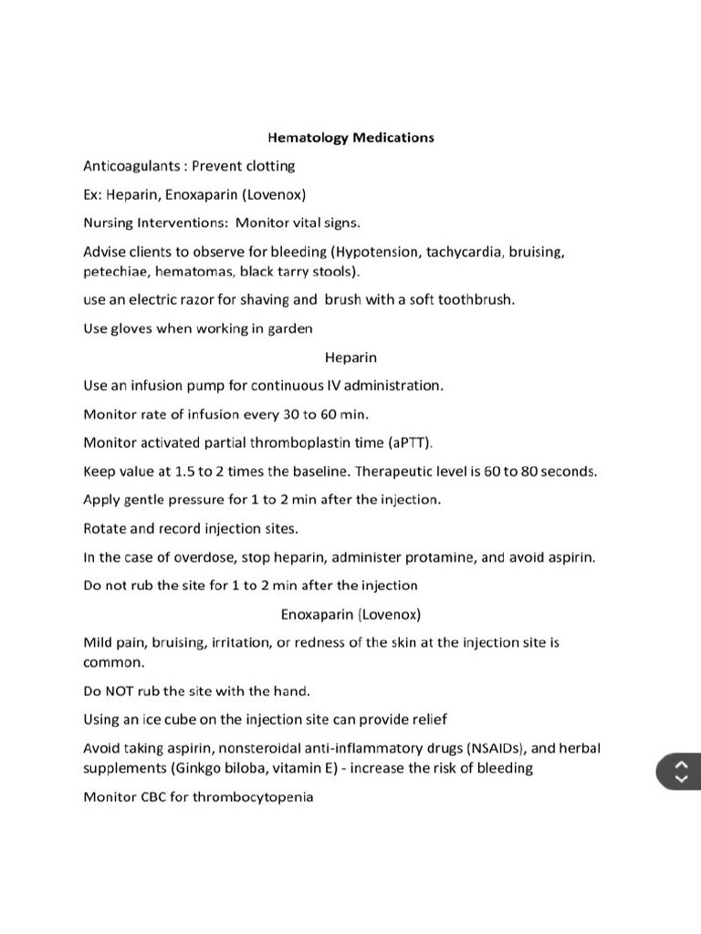 Hematology Medications | PDF