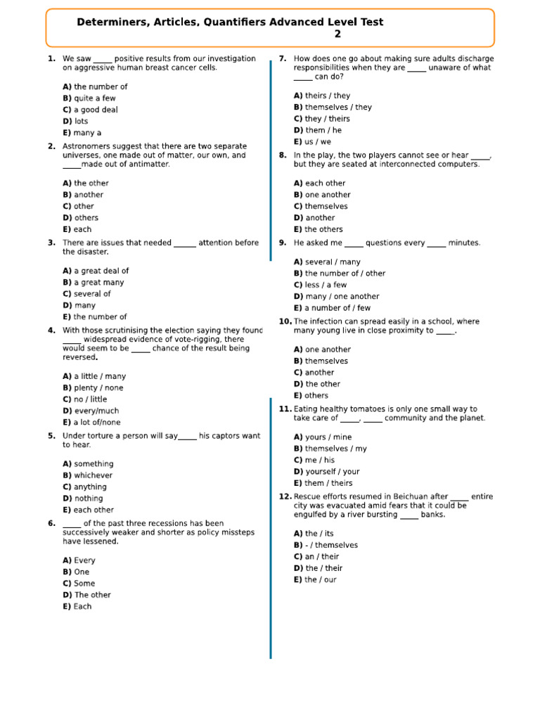 Quantifiers mcq2 | PDF
