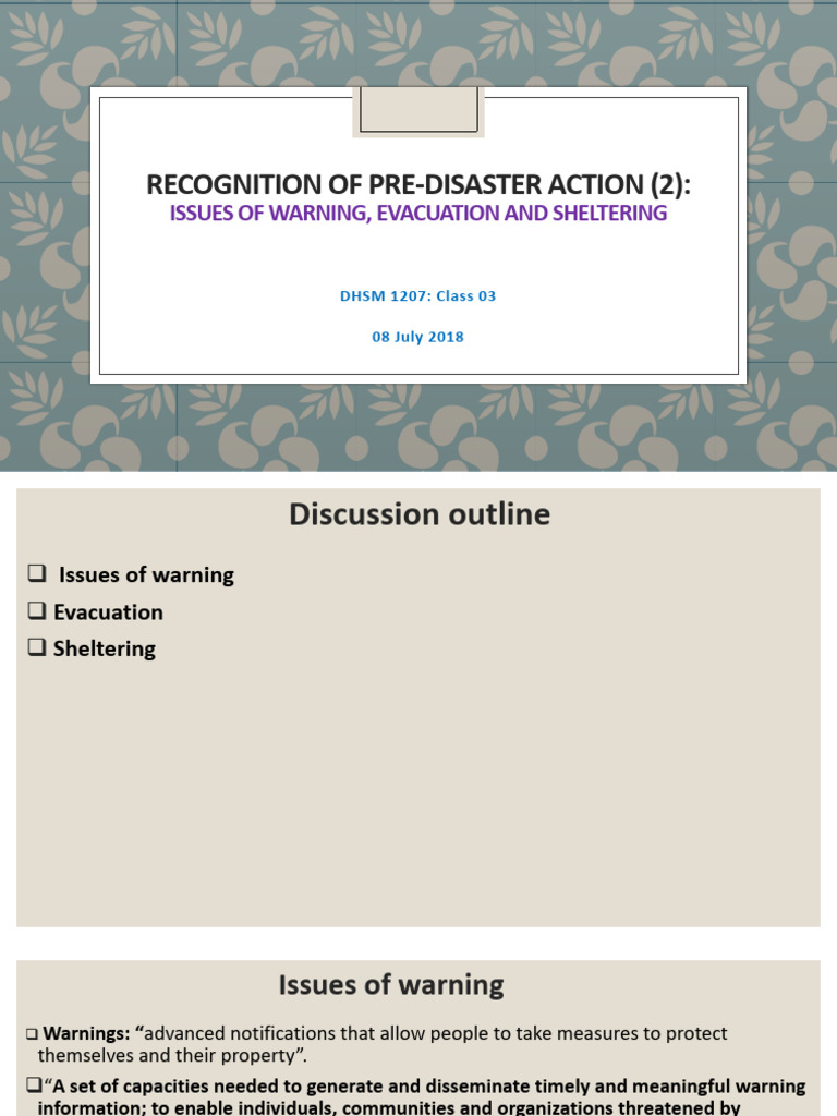 Recognition of Pre-Disaster Action | PDF | Emergency Evacuation | Hazards