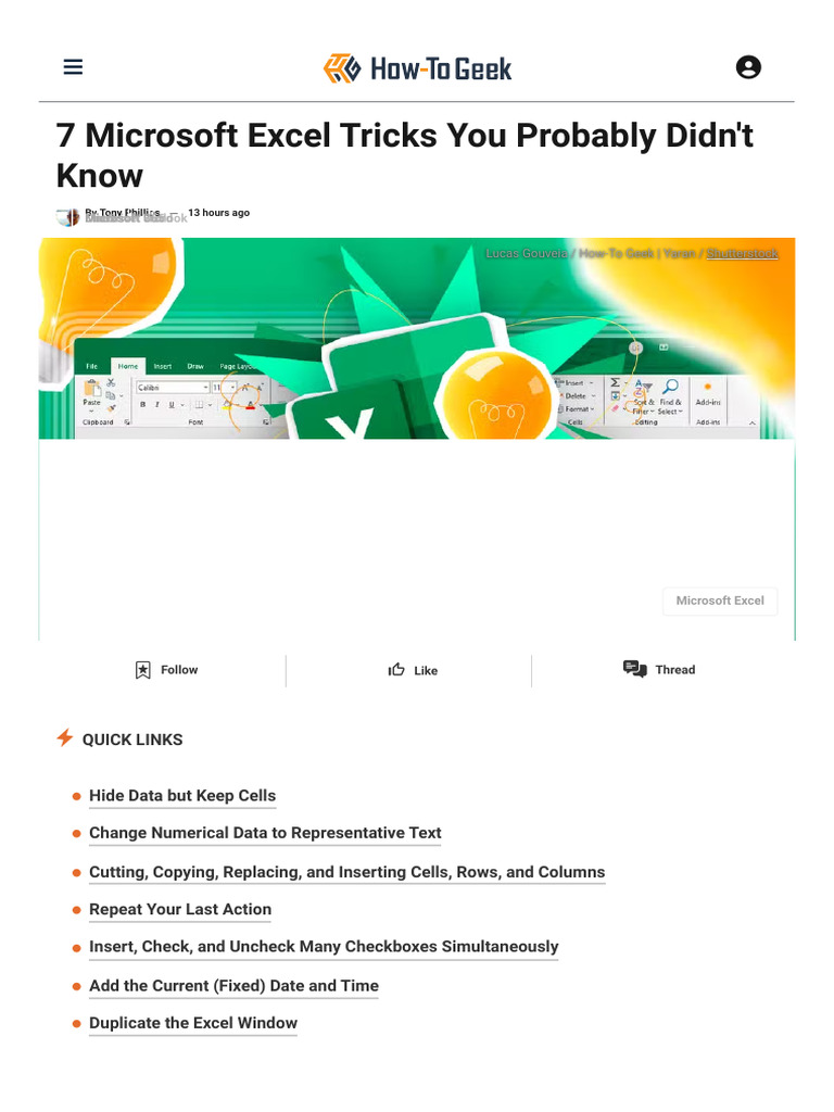 7 Microsoft Excel Tricks You Probably Didn't Know | PDF | Microsoft ...